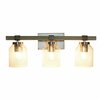 Lalia Home Three Light Metal, Glass Shade Vanity Wall Mounted Fixture, Brushed Nickel, Black Accents, Gray LHV-1011-GY